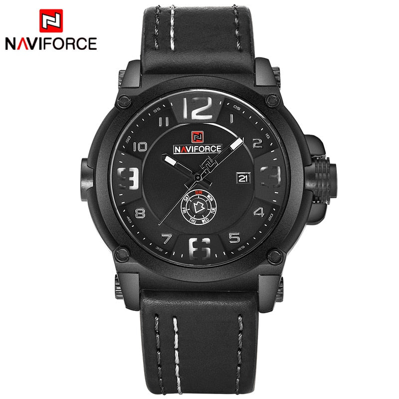 New Men Sports Military Quartz Watch Man Analog Date Clock Leather Strap Wristwatch Relogio Masculino