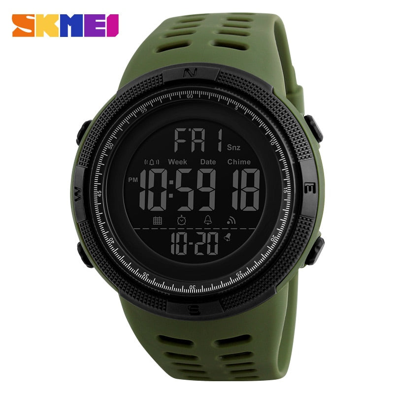 Chrono Digital Watches Mens Sport Countdown Wristwatches Men 2 time Alarm Clock Watches Male reloj hombre 1251