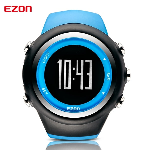 Men Digital Sport Wrist watch GPS Running Watch With Speed Pace Distance Calorie Burning  Stopwatch 50M Waterproof EZON T031 Blue, China