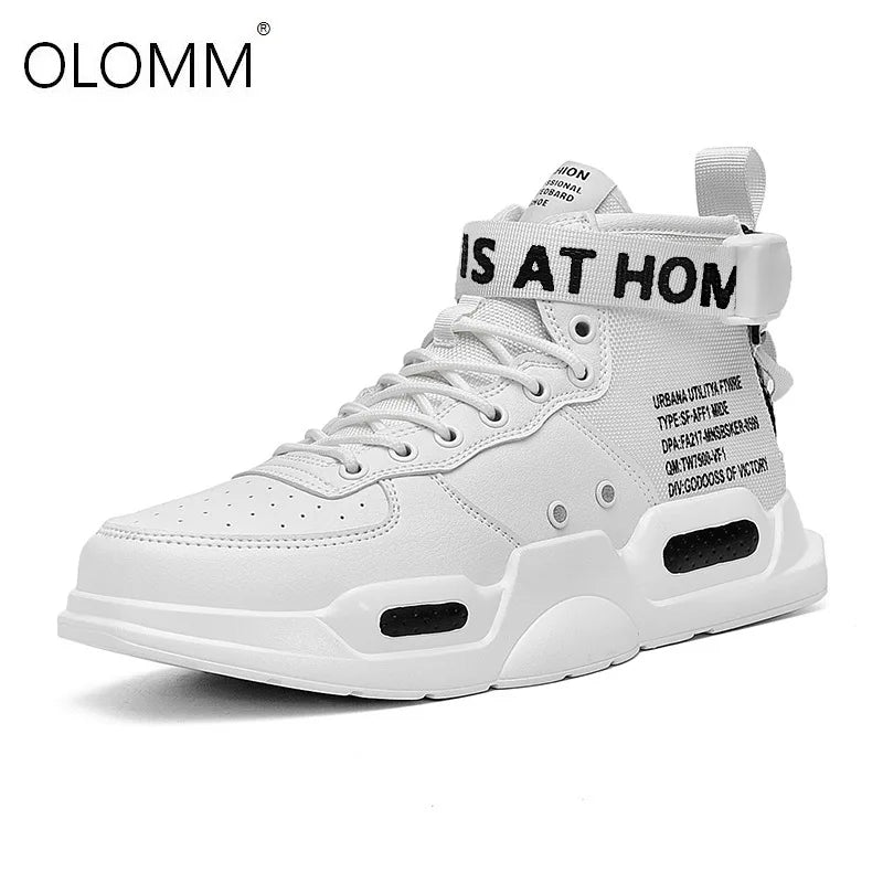 Men High Top Fashion Leather Sneakers Trend Hot Sale Comfortable Men Casual Shoes Outdoor Non-slip Breathable Men Shoes 39-48