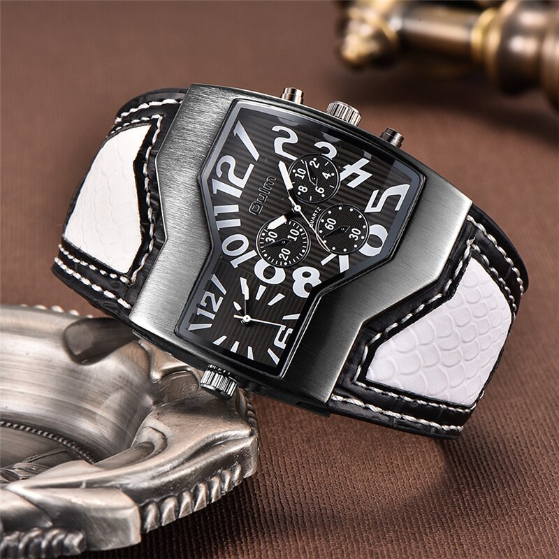 Classic Style Two Time Zone Men Watches PU Leather Wristwatch Male Quartz Clock Casual Man Hours relogio masculino