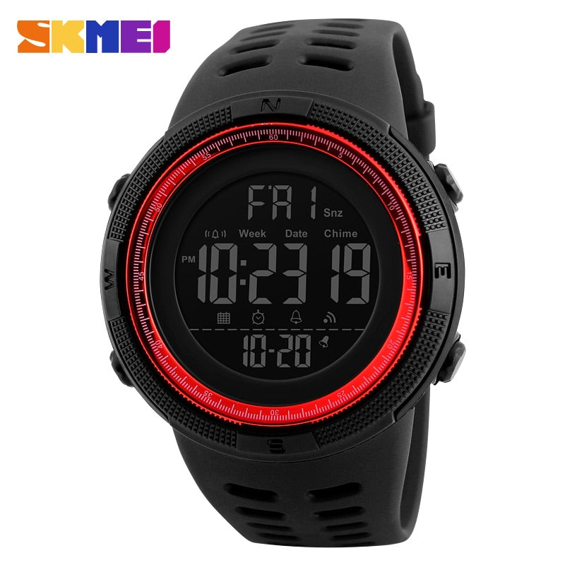 Chrono Digital Watches Mens Sport Countdown Wristwatches Men 2 time Alarm Clock Watches Male reloj hombre 1251