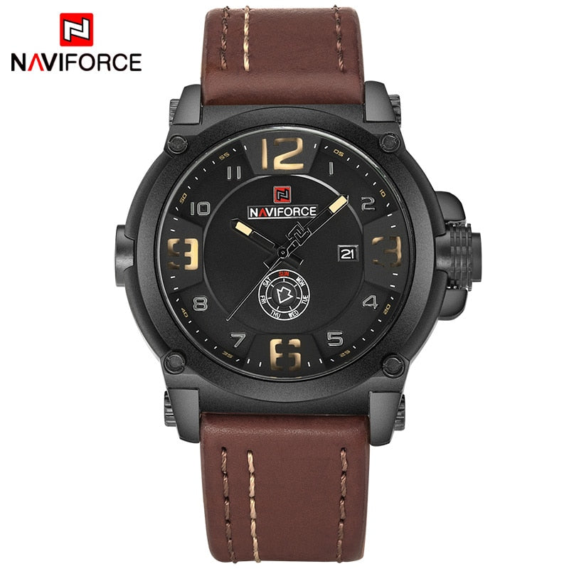 New Men Sports Military Quartz Watch Man Analog Date Clock Leather Strap Wristwatch Relogio Masculino