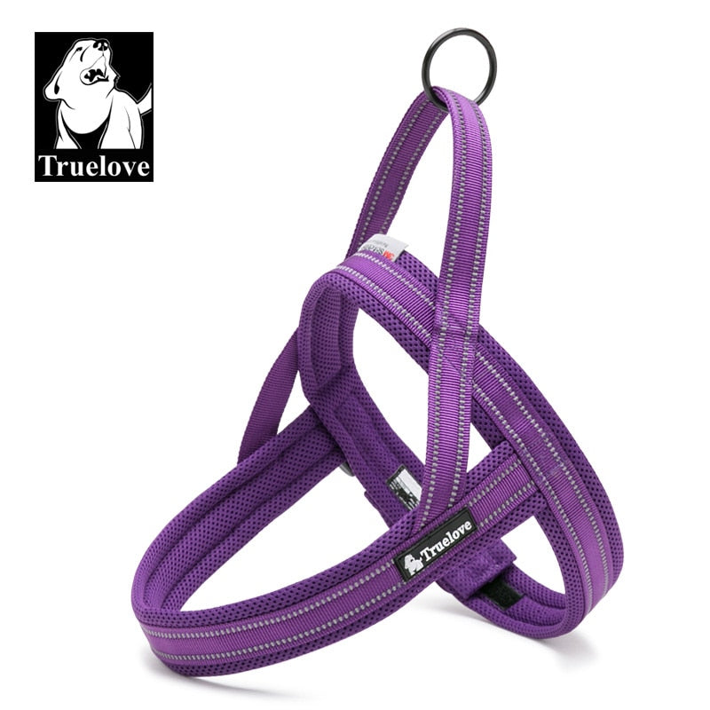 Soft Mesh Padded Nylon Dog Harness Vest 3M Reflective Security Dog Collar Easy Put On Pet Harness Pull-resistan 5 Color purple, XS