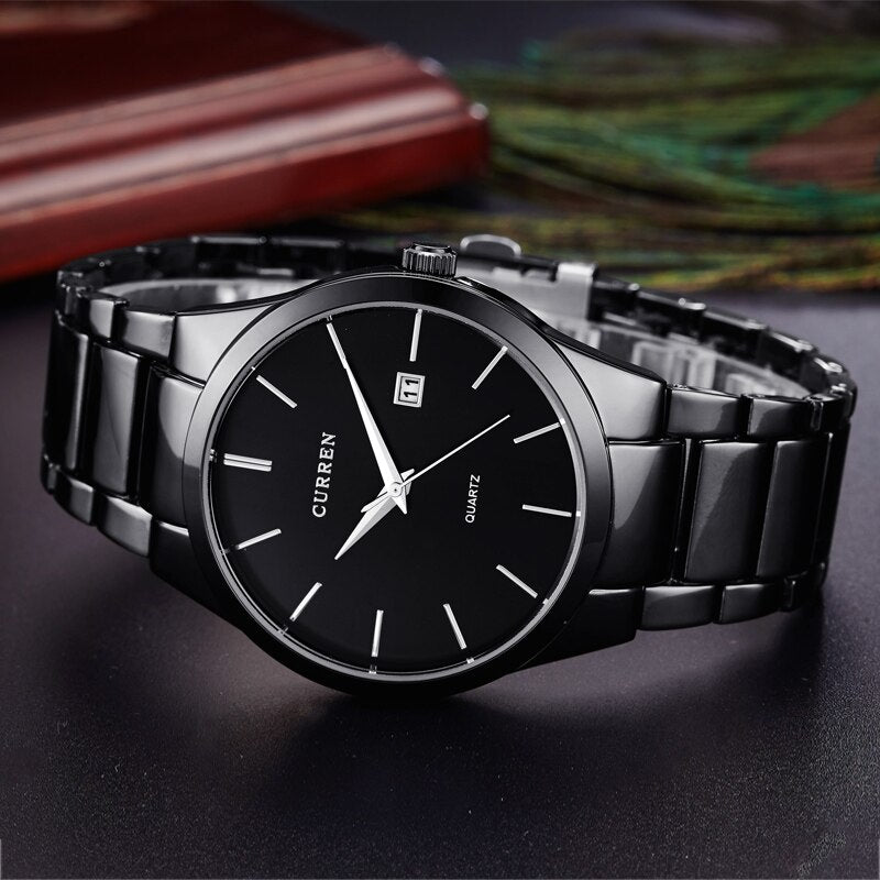 Luxury Classic Fashion Business Men Watches Display Date Quartz Watch Wristwatch Stainless Steel Male Clock Reloj Hombre