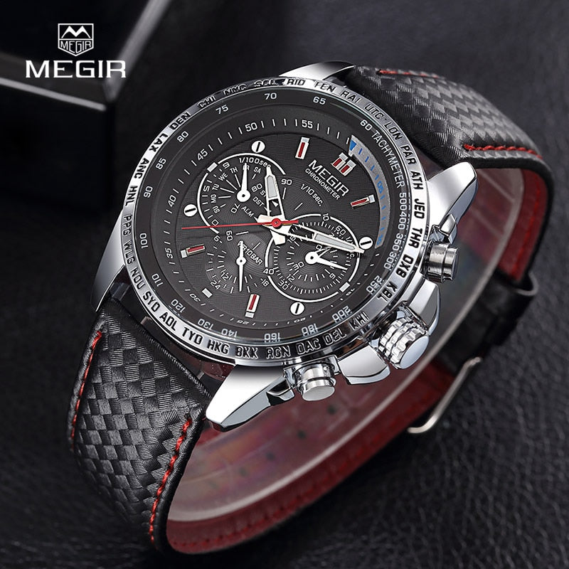 Man Quartz wristwatch brand waterproof leather watches for men casual black watch for male