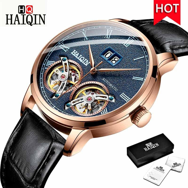 HAIQIN Men's Watches Watch Men New Luxury Waterproof Fashion/Automatic/Mechanical/Gold/Military/Watch Men Montre Homme L Black Gold Blue