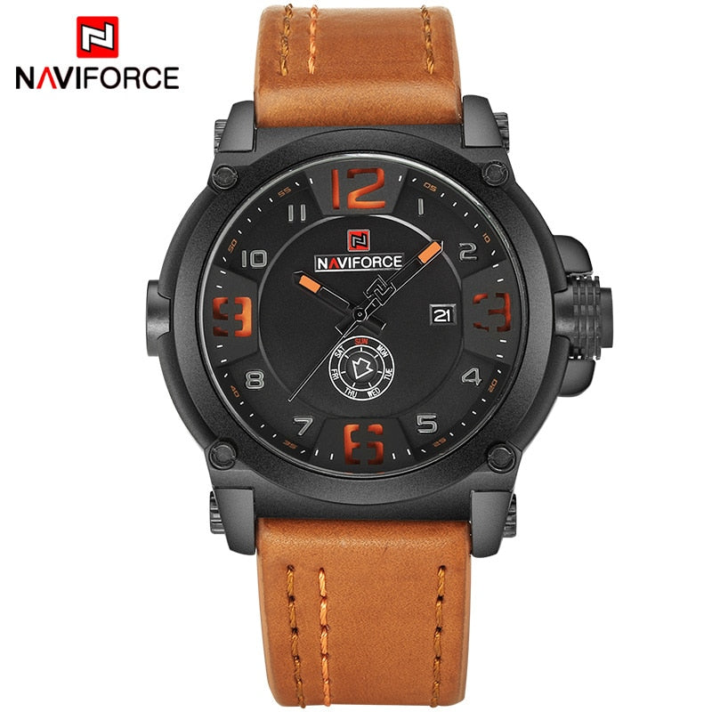 New Men Sports Military Quartz Watch Man Analog Date Clock Leather Strap Wristwatch Relogio Masculino