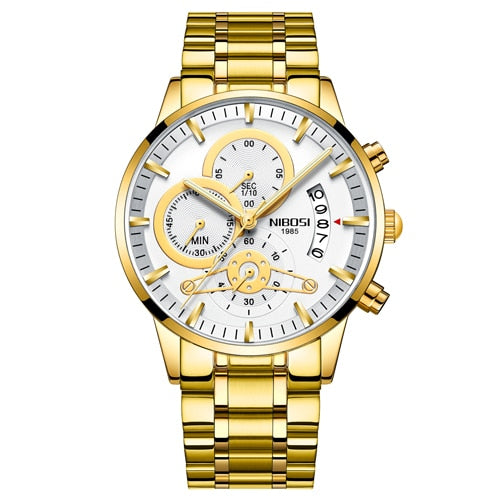 Quartz Watch Men Gold Black Mens Watches Top Brand Luxury Chronograph Sports Watches Luminous Waterproof