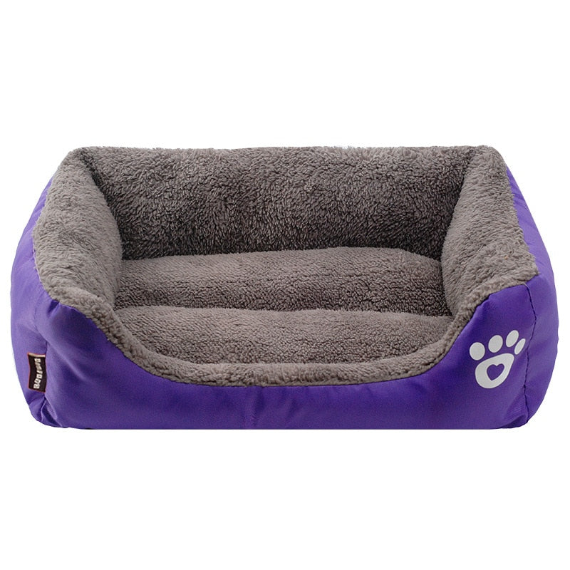 S-3XL Large Pet Cat Dog Bed 13Colors Warm Cozy Dog House Soft Fleece Nest Dog Baskets House Mat Autumn Winter Waterproof Kennel Purple, L