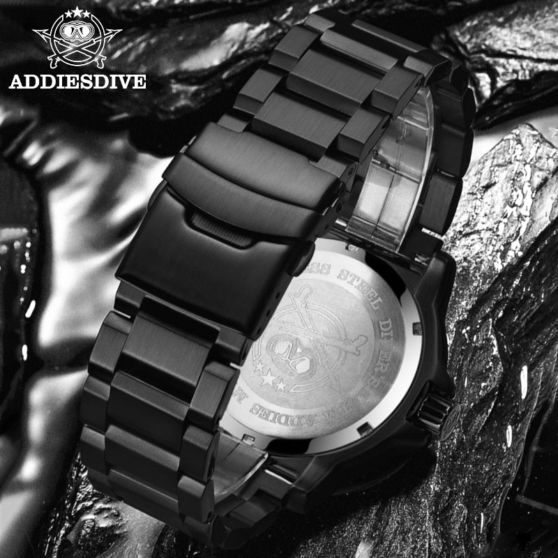 Addies Dive Men Fashion Casual Watch Calendar Display 50m Waterproof Tube Luminous Watch Orange Dial Rotating Bezel Quartz Watch