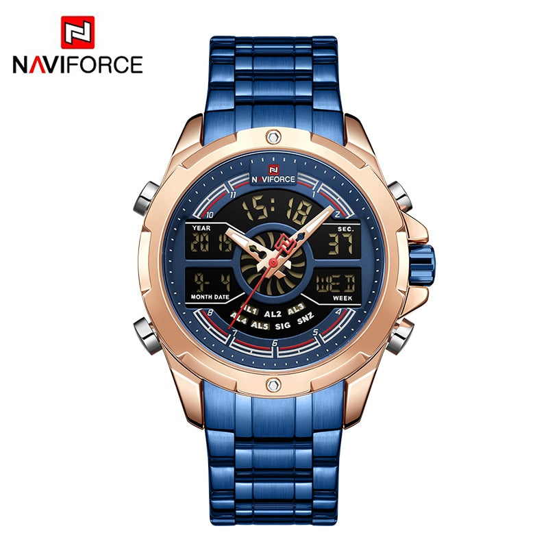 Luxury Original Watches For Men Digital Chronograph Fashion Sport Quartz Wrist Watch Stainless Steel Waterproof Clock RGBE, China