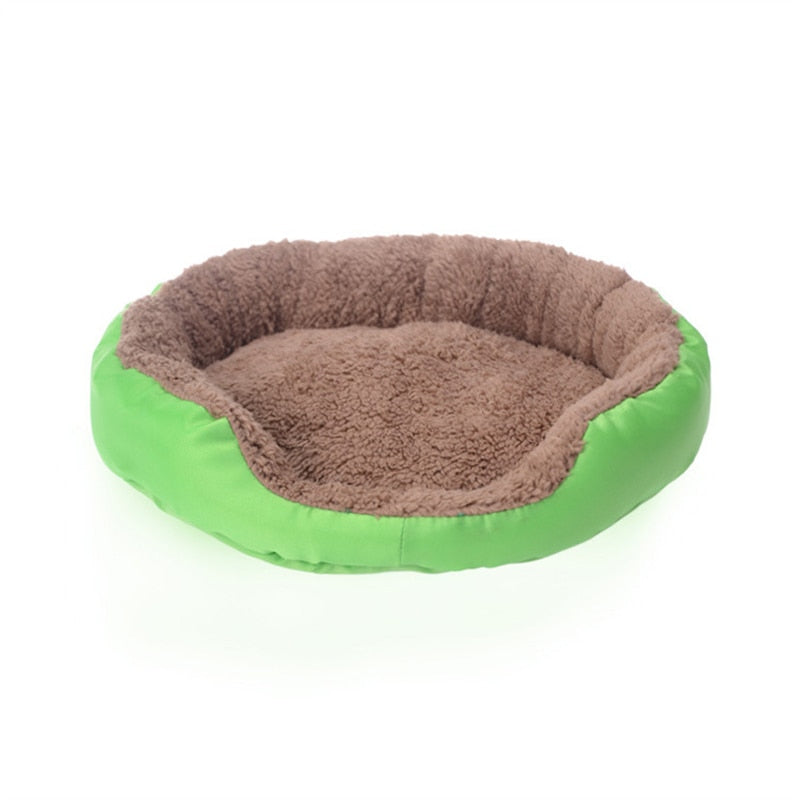 S-3XL Large Pet Cat Dog Bed 13Colors Warm Cozy Dog House Soft Fleece Nest Dog Baskets House Mat Autumn Winter Waterproof Kennel Green Round, L