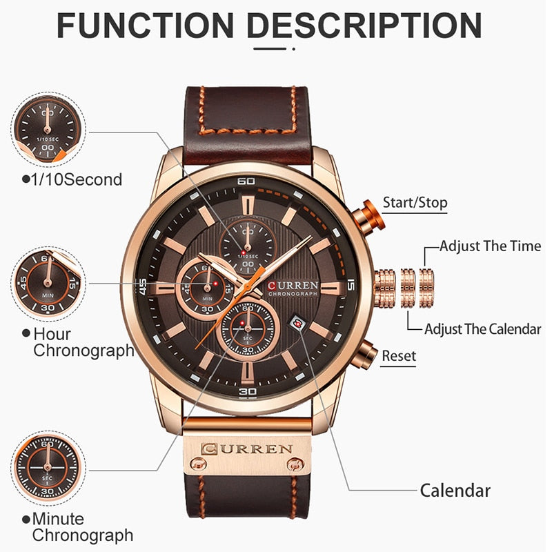 Top Brand Luxury Chronograph Quartz Watch Men Sports Watches Military Army Male Wrist Watch Clock CURREN relogio masculino