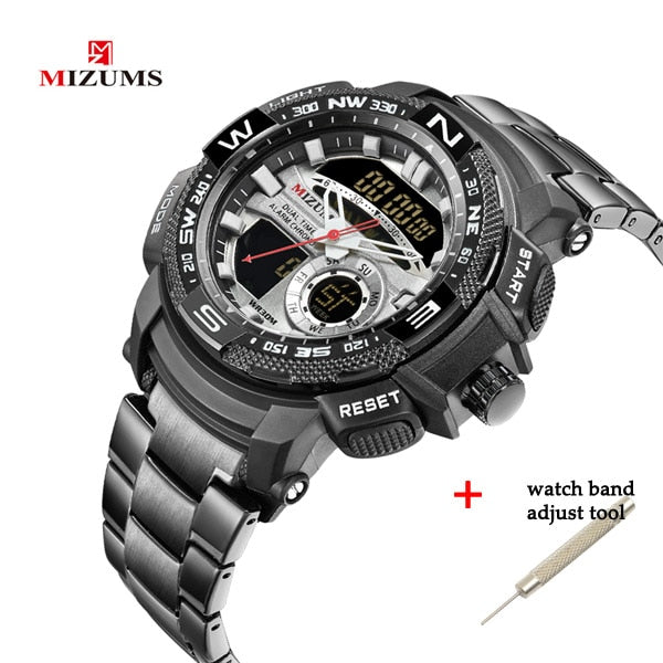 30m Waterproof Mens Sports Watches Luxury Brand Quartz Watch Men Gold Steel Digital Male Clock Cool Military Relogio Masculino