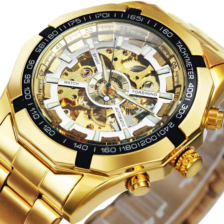 New Men Skeleton Mechanical Watch Automatic Winner Gold Skeleton Vintage Men Watches Top Brand Luxury