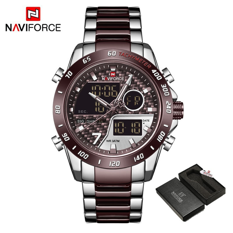 Luxury Brand Men Wrist Watch Military Digital Sport Watches For Man Steel Strap Quartz Clock Male Relogio Masculino