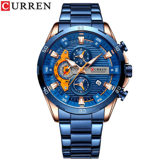 New Men Waterproof Sport Quartz Chronograph Wristwatch Luxury Stainless Steel Clock With Luminous Relogio Masculino