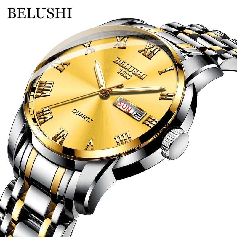 New Men Stainless Steel Business Date Clock Waterproof Luminous Watches Mens Luxury Sport Quartz Wrist Watch