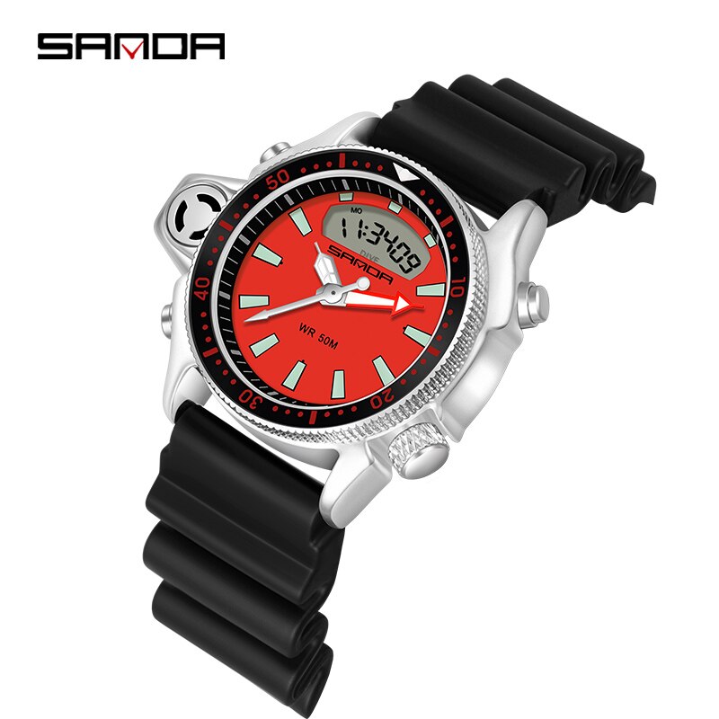 Sport Men Quartz Digital Watch Creative Diving Watches Men Waterproof Alarm Watch Dual Display Clock Relogio Masculino