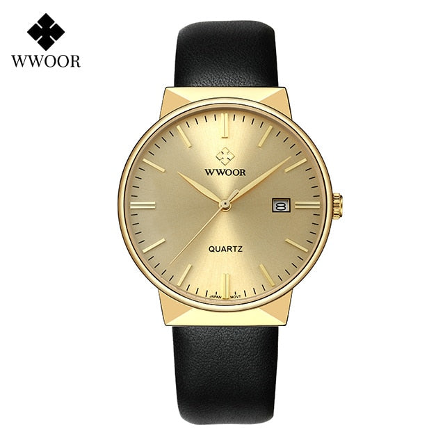 Men Simple Slim Watches Luxury Brand Gold Steel Mesh Ultra Thin Waterproof Date Wrist Watch Men Golden Clock With Box