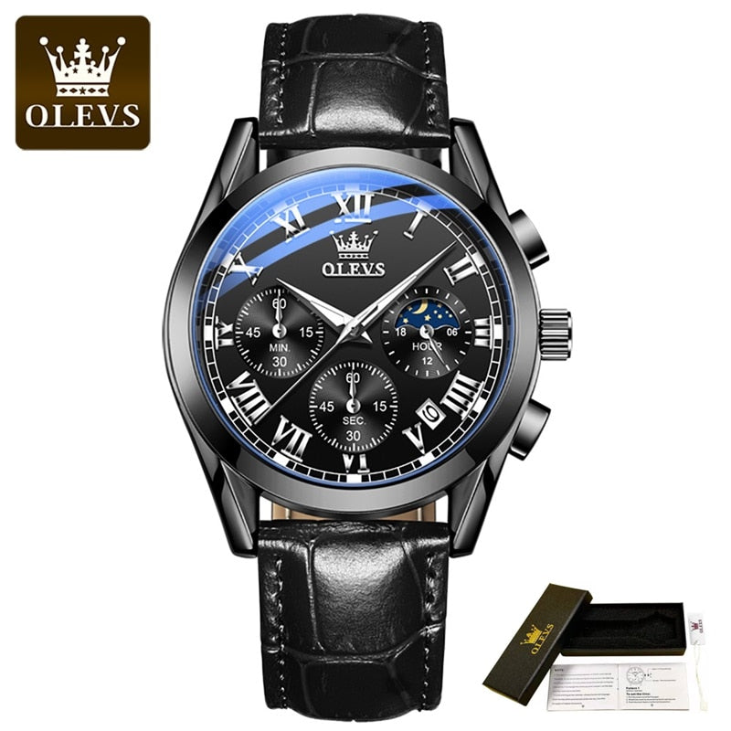 New Elite Mens Quartz Watches Business Dress Waterproof Wristwatch Men Luxury Breathable Leather Sports watch men Gifts