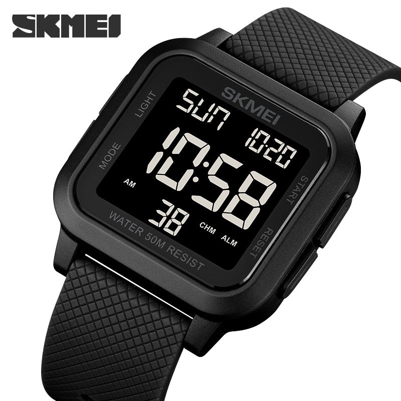 SKMEI Brand Sport Digital Watch Fashion LED Men's Watches Chrono Electronic Wristwatch Waterproof Countdown Clock Reloj Hombre black black