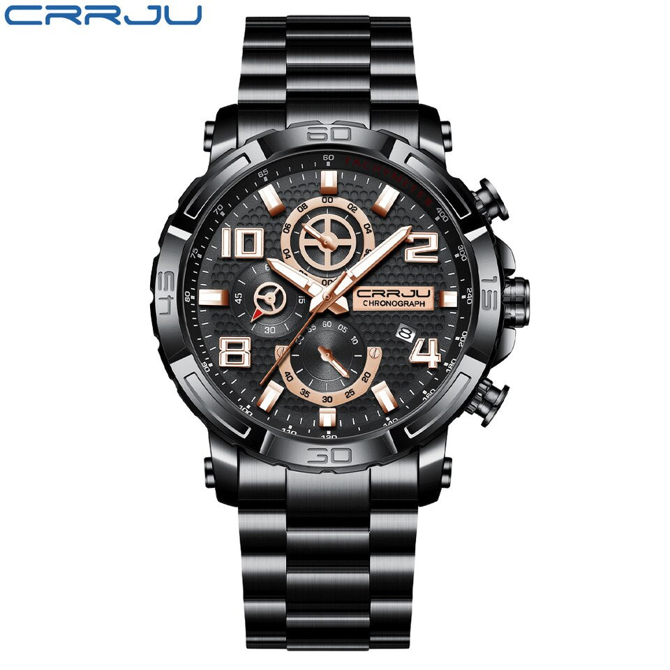 Men Watches Big Dial Waterproof Stainless Steel with Luminous hands Date Sport Chronograph Watches Relogio Masculino