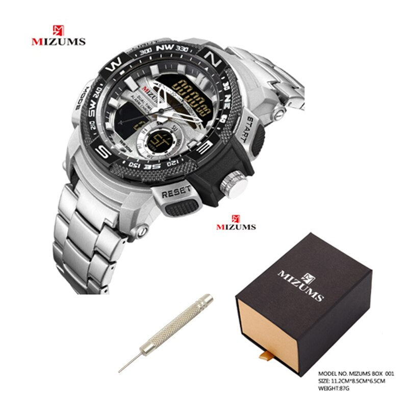 30m Waterproof Mens Sports Watches Luxury Brand Quartz Watch Men Gold Steel Digital Male Clock Cool Military Relogio Masculino