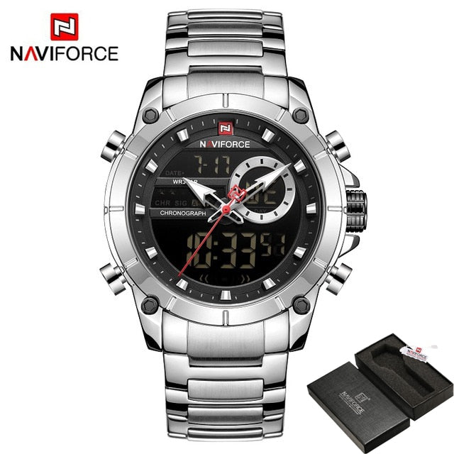 Casual Quartz Watch Men Stainless Steel Men Army Military Led Clock Male Waterproof Watches