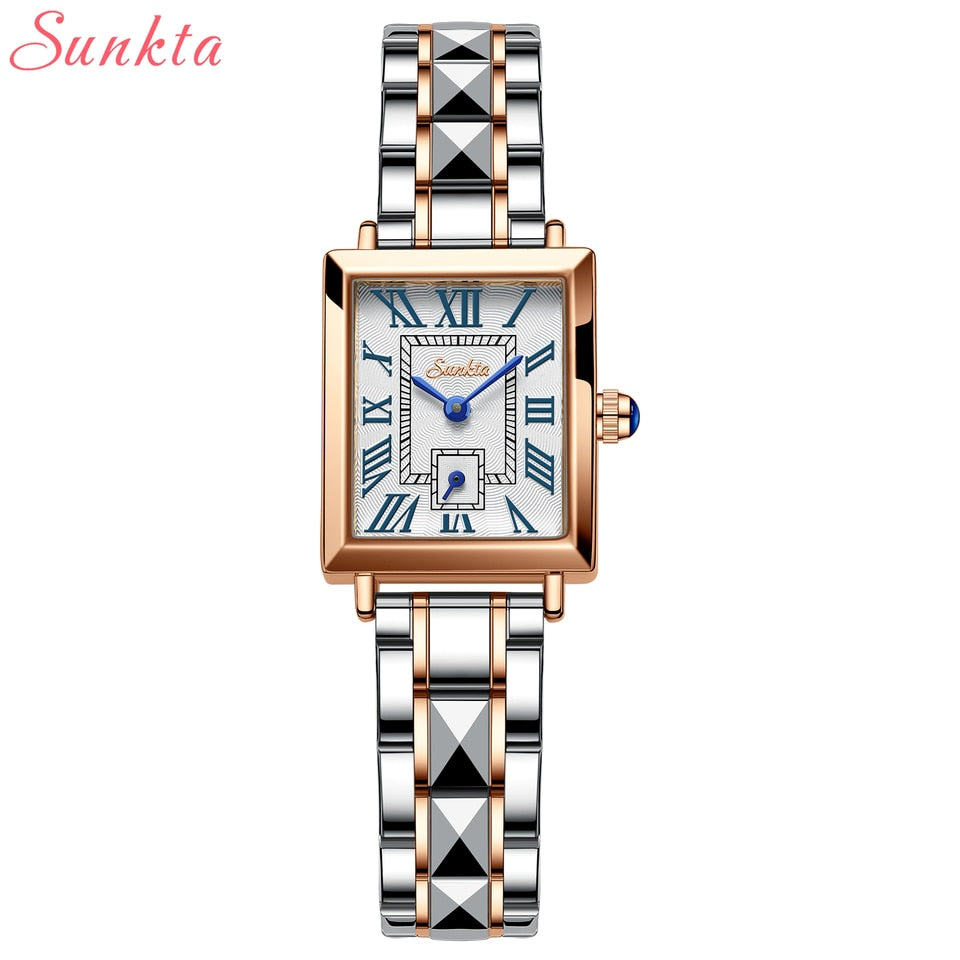 Women Watches Fashion Square Ladies Quartz Watch Bracelet Set Dial Simple Rose Gold Luxury Women Watches