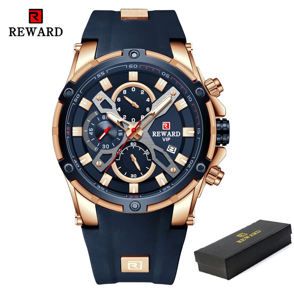 Men Watches Blue Waterproof Top Luxury Brand Chronograph Sport Watch Quartz For Men Wristwatch Military Male Blue RoseGold, China