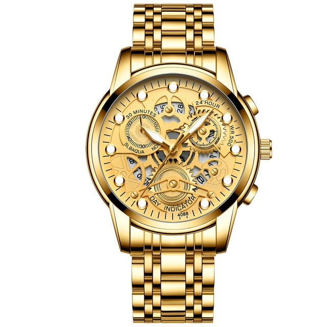 Watch Men Skeleton Automatic Quartz Watch Gold Skeleton Vintage Man Watchwrist watches for men