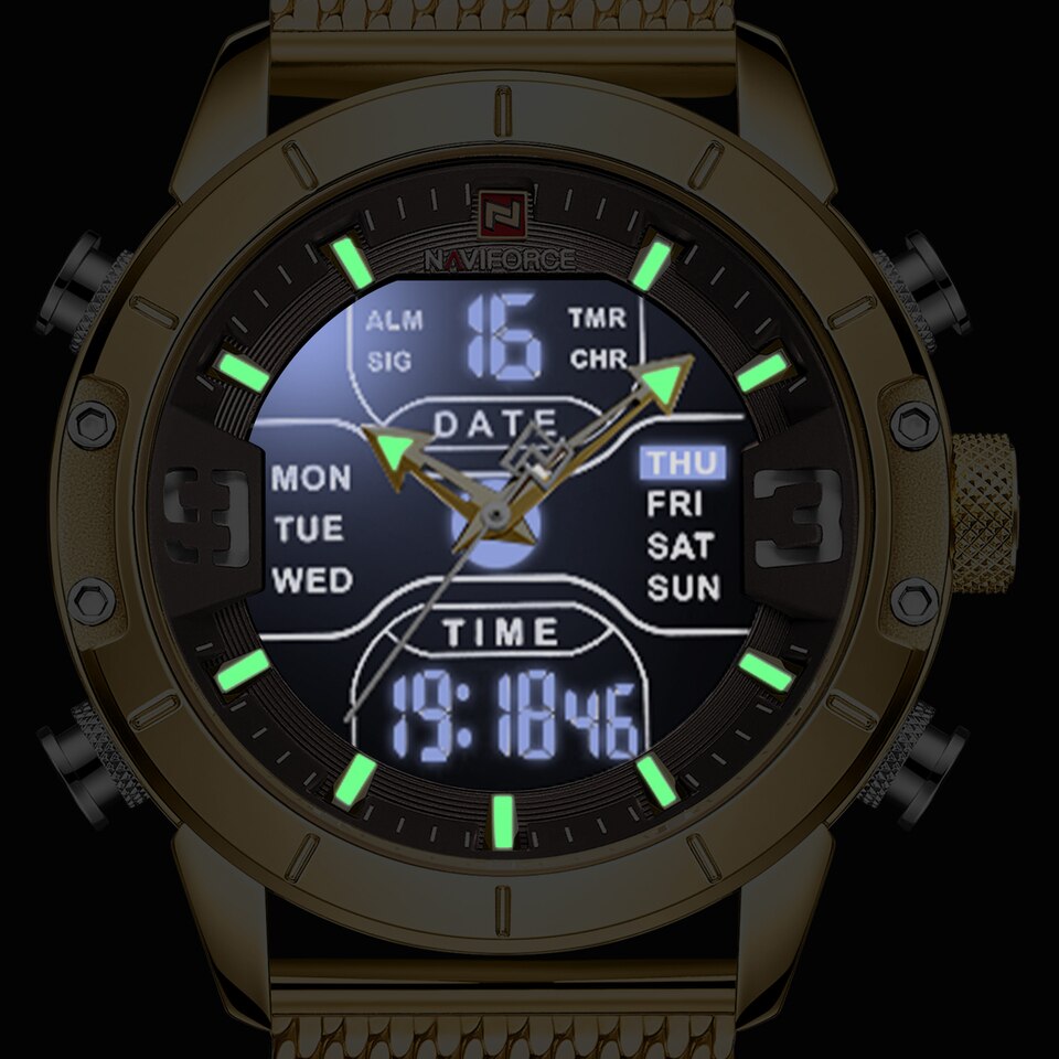 Men Watch Top Luxury Brand Men Military Sport Quartz Wrist Watches Stainless Steel LED Digital Clock Relogio Masculino