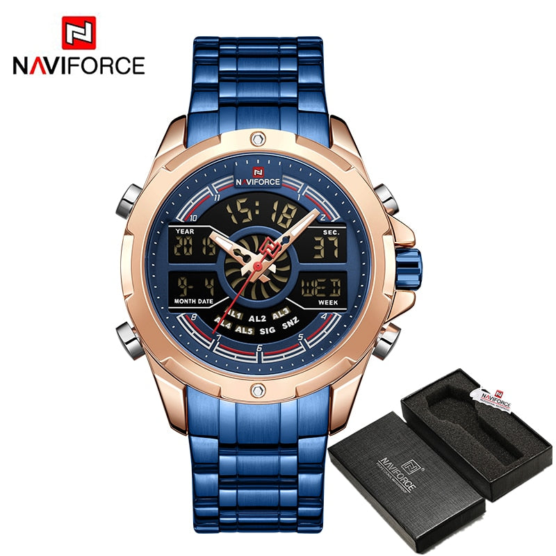 Luxury Original Watches For Men Digital Chronograph Fashion Sport Quartz Wrist Watch Stainless Steel Waterproof Clock RGBE BOX, China