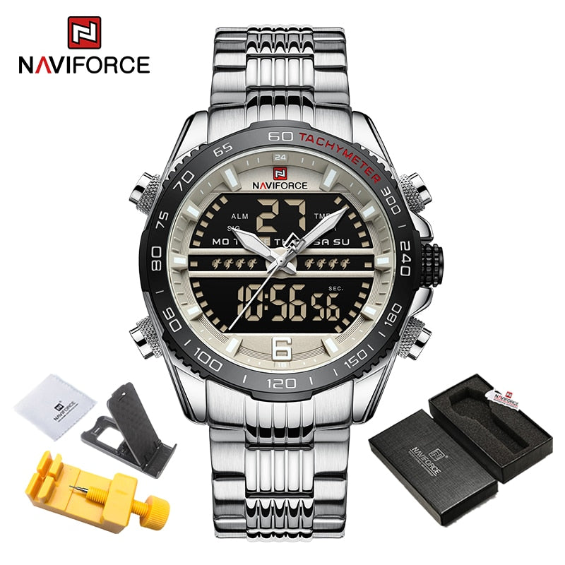 Sport Men Wrist Watch Digital Waterproof Quartz Chronograph Stainless Steel Clock Male Relogio Masculino SBGY-BOX, China