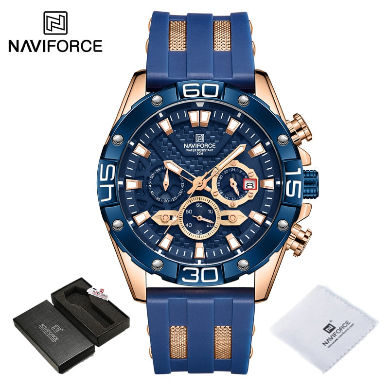 New Luxury Watches for Men Fashion Silicone Strap Military Waterproof Sport Chronograph Quartz WristWatch Clock With Date