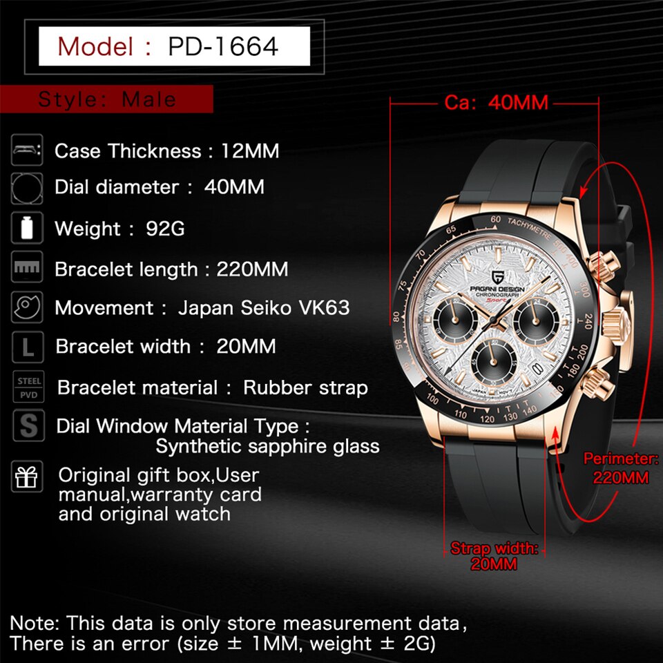 40mm New PAGANI DESIGN Men Quartz Watches Sapphire Luxury Chronograph Stainless Steel Waterproof Men Watch