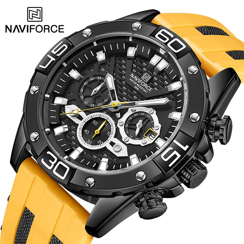 New Luxury Watches for Men Fashion Silicone Strap Military Waterproof Sport Chronograph Quartz WristWatch Clock With Date