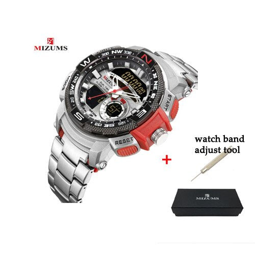 30m Waterproof Mens Sports Watches Luxury Brand Quartz Watch Men Gold Steel Digital Male Clock Cool Military Relogio Masculino with box 2, China