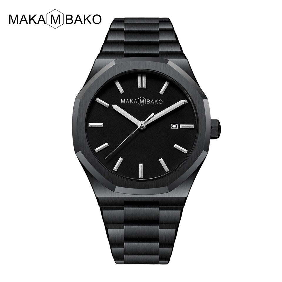 Original Top Brand All Black Stainless Steel Men Wristwatch Classic Business Waterproof Japan Movement Quartz Watch For Men 5301H2