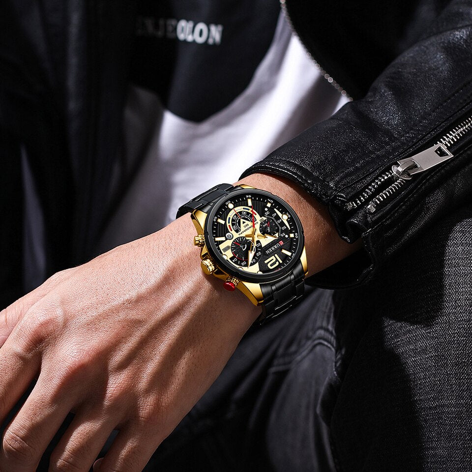 Casual Business Chronograph Waterproof Stainless Steel Watch Mens New Luxury Fashion Quartz Men Watches