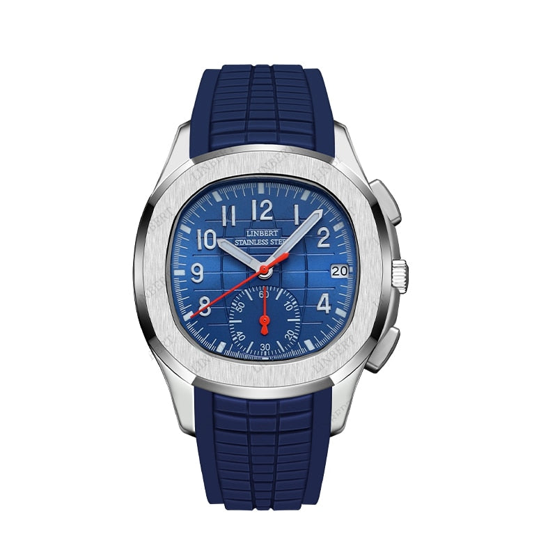 Patek Red Men Watch Top Luxury Brand Relógio Mecânico Sapphire Waterproof Mechanical Watch Men's Fashion Sports 316 Steel Band-blue, Yes