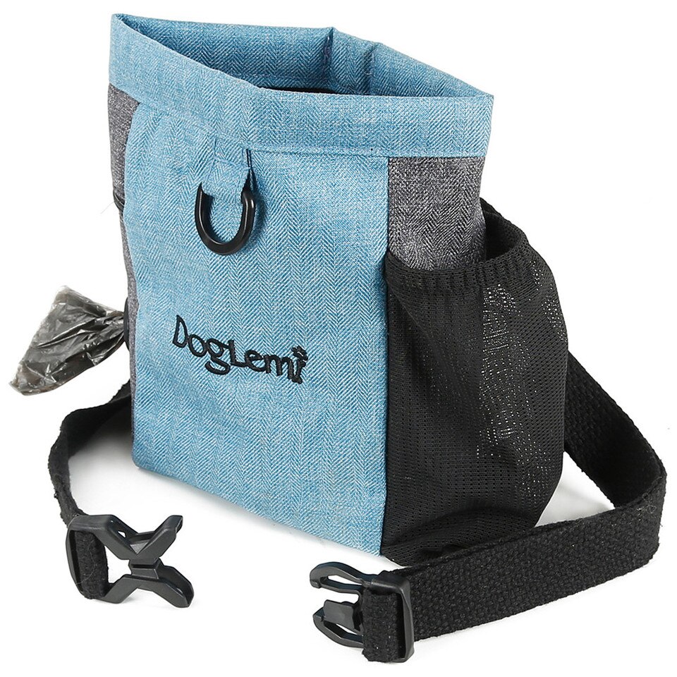 Professional pet treat dog pouch tote bag waist bag Multifunction training dog Helpers for dogs german shepherd mascotas 22x25x1.5CM, Blue