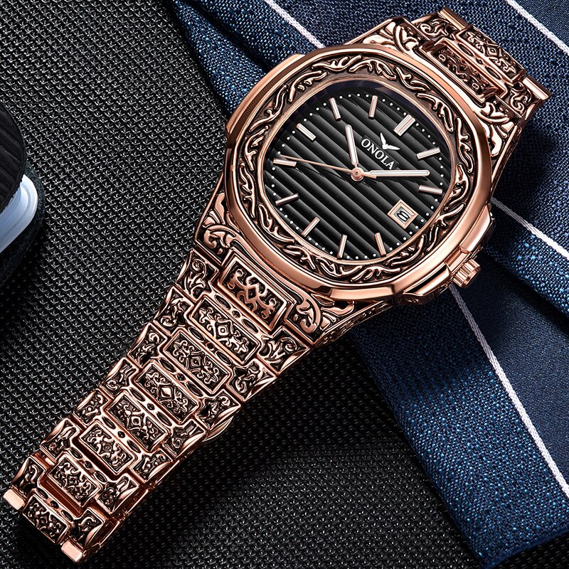 Retro Top Luxury Quartz Watch Men Wristwatch Waterproof Fashion Casual Golden Classic Calendar Waterproof Watch Male Clock