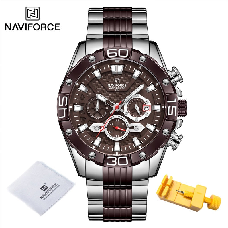 New Watches For Men Luxury Original Classic Quartz Clock Analog Chronograph Sport Waterproof Steel Band WristWatch