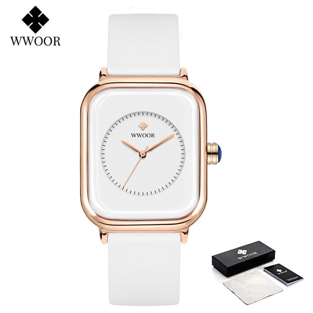 Luxury Brand Watches For Women Fashion Square Purple Ladies Quartz Wristwatch Waterproof Silicone Band Relogio Feminino