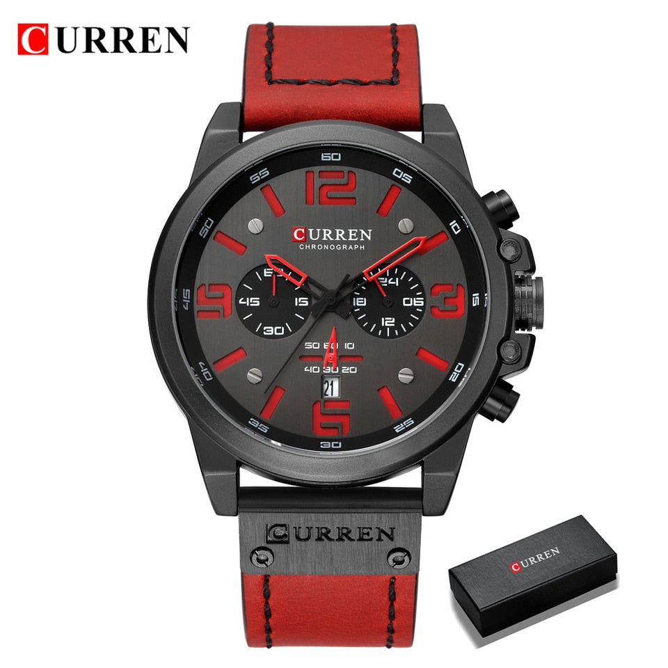 Watch For Men Top Brand Luxury CURREN Fashion Leather Quartz Men Watches Date Business Sport Male Wristwatch Clock Montre Homme Grey