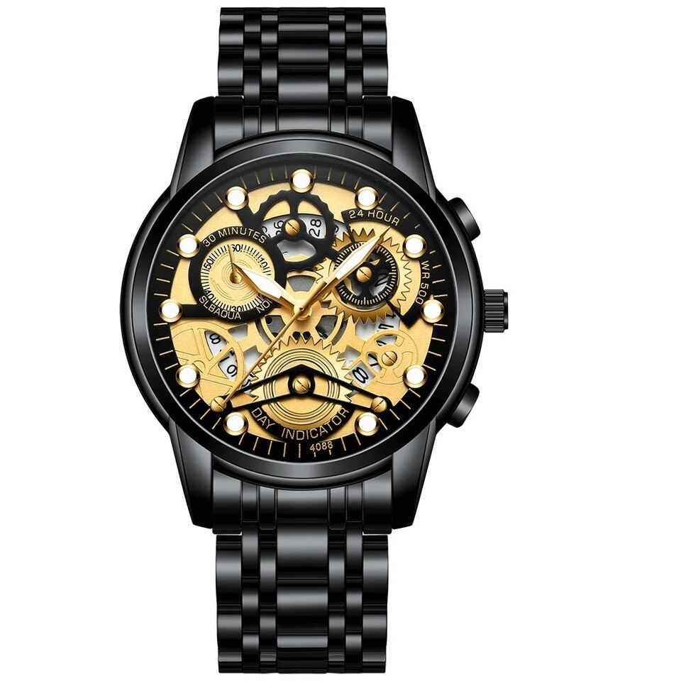 Watch Men Skeleton Automatic Quartz Watch Gold Skeleton Vintage Man Watchwrist watches for men