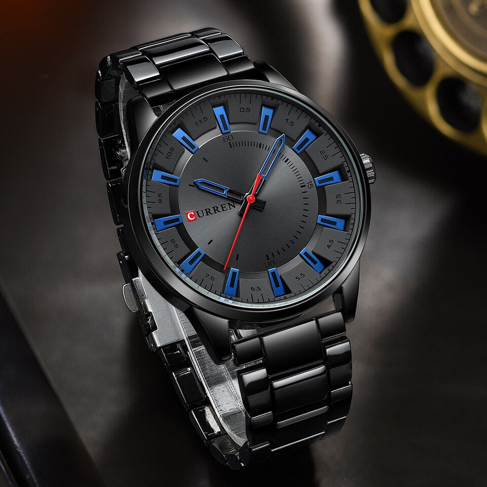 Simple Style Men Watches Quartz Wristwatches Stainless Steel Band Clock Male